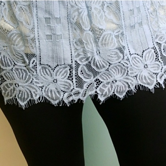 Alfani Baby Blue Sleeveless Lace Top NWT - Picture 4 of 9